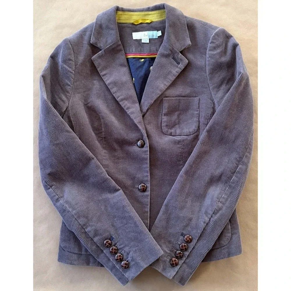 Boden Womens Corduroy Cord Purple Blazer Lined Buttons US 2/UK 6 Academia Preppy - Picture 2 of 13